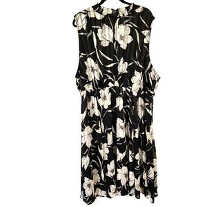 Torrid Midi Dress 4X Black White Floral Sleeveless High Neck A-line